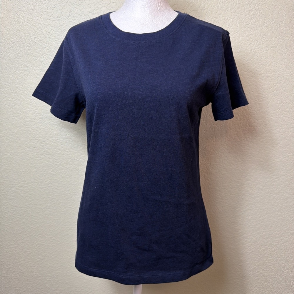 Quince Slub Crewneck Tee Navy S 100% Organic Cotton Short Sleeve T-Shirt NWT New